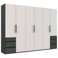 DREHTÜRENSCHRANK in Graphitfarben, Weiss  - Weiss/Schwarz, Konventionell, Holzwerkstoff/Metall (300/236/58cm) - Hom`in