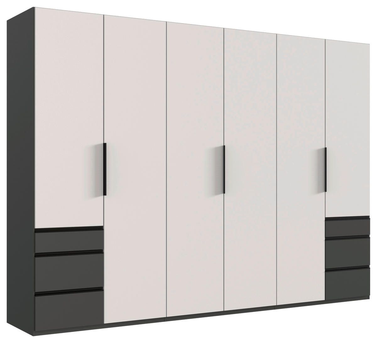 DREHTÜRENSCHRANK in Graphitfarben, Weiss  - Weiss/Schwarz, Konventionell, Holzwerkstoff/Metall (300/236/58cm) - Hom`in