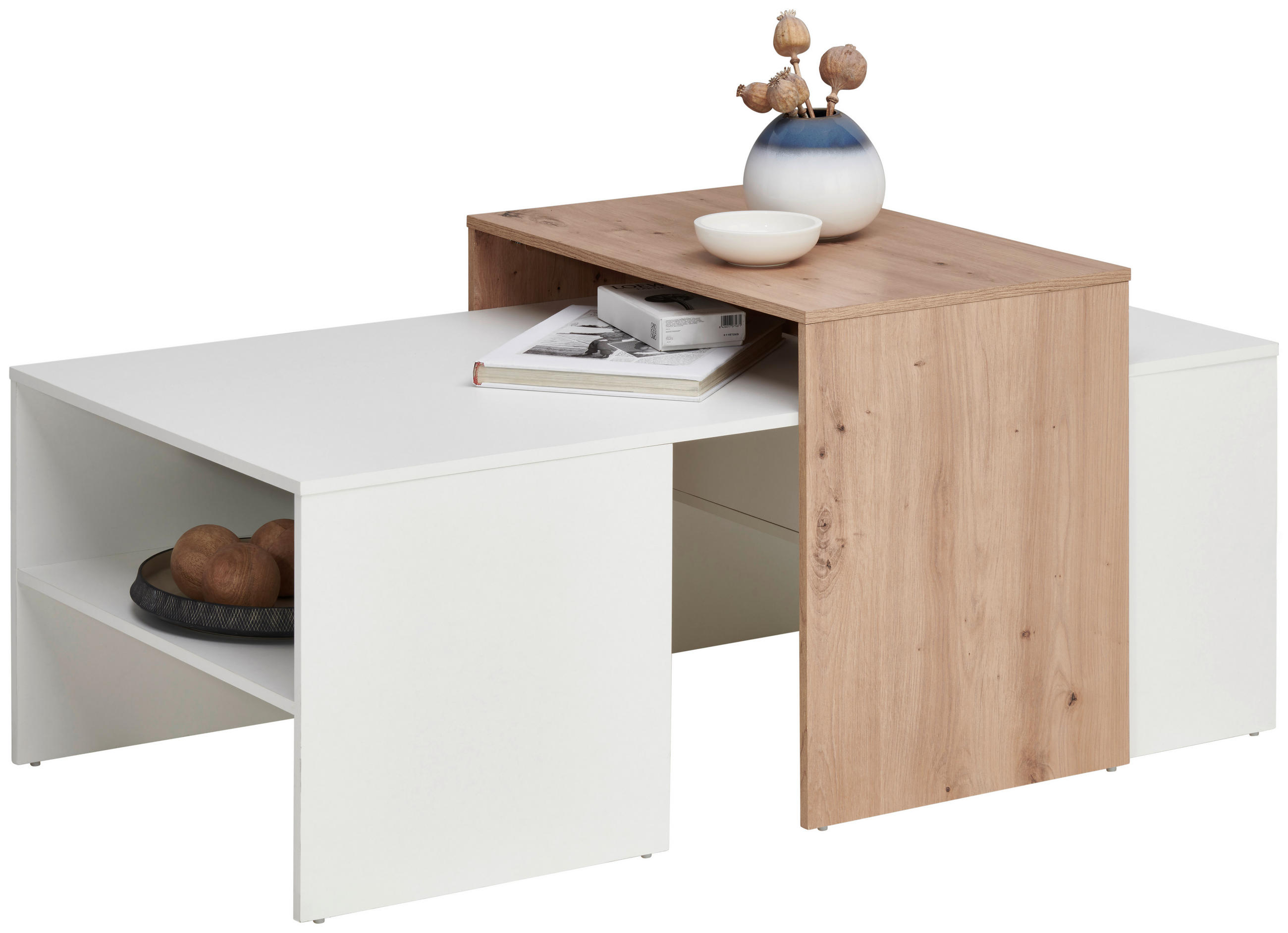 KONFERENČNÍ STOLEK, bílá, dub artisan, kompozitní dřevo, 115/70/50 cm - bílá/dub artisan, Moderní, kompozitní dřevo (115/70/50cm) - Hom`in