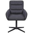ARMLEHNSTUHL  Sitzfläche 360° drehbar Webstoff  - Dunkelgrau/Schwarz, Design, Textil/Metall (61/89/66cm) - Carryhome