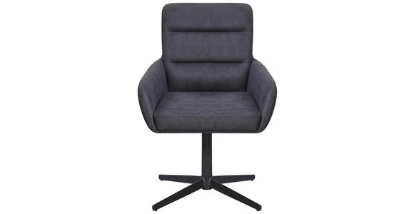 ARMLEHNSTUHL  Sitzfläche 360° drehbar Webstoff  - Dunkelgrau/Schwarz, Design, Textil/Metall (61/89/66cm) - Carryhome