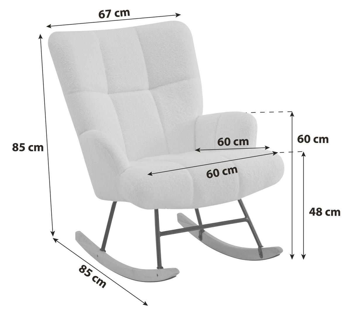 STOLICA ZA LJULJANJE 67/85/85 cm , bež  - bež, Moderno, drvo/metal (67/85/85cm) - Xora