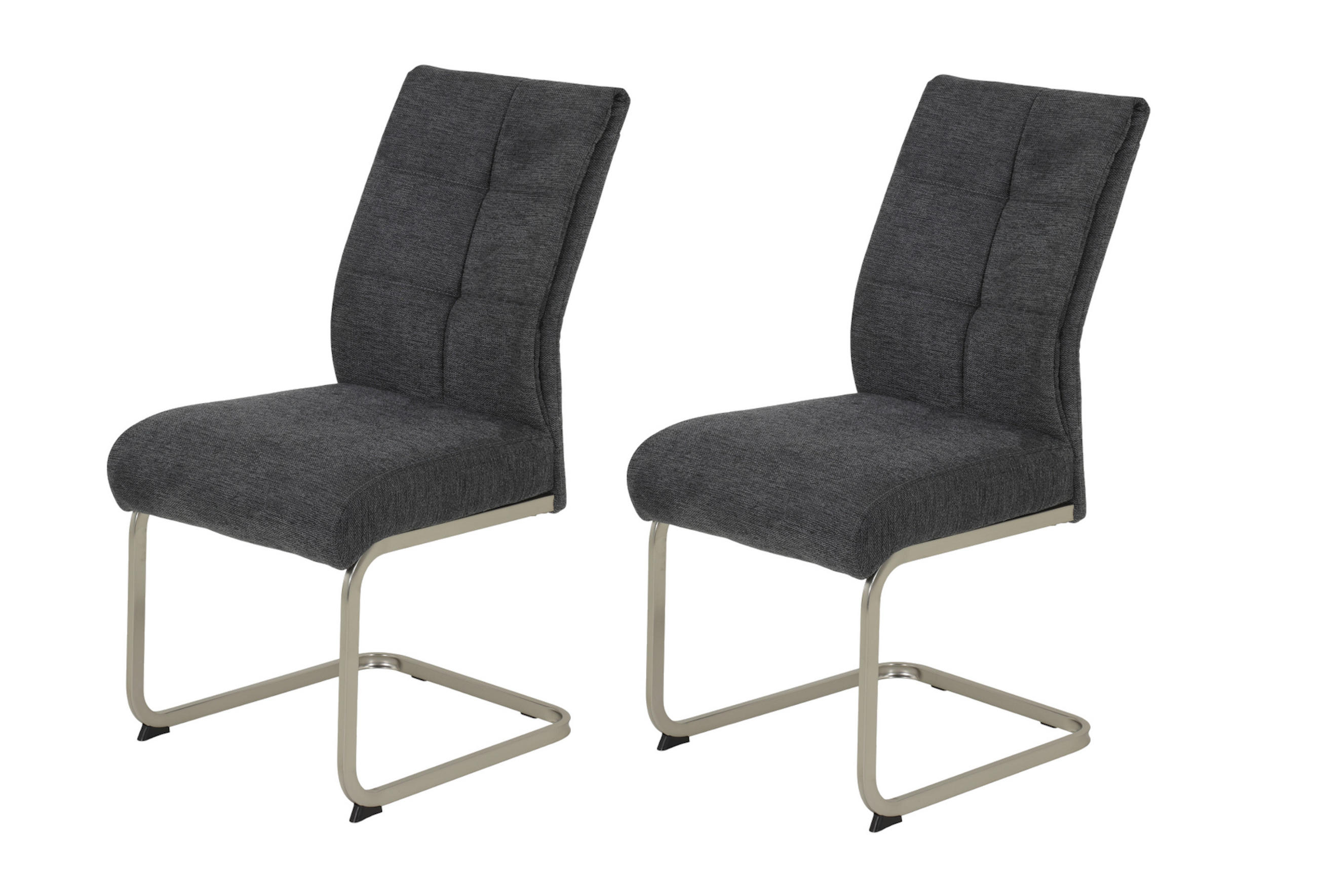 SCHWINGSTUHL-SET 2 Stück  in Stahl Flachgewebe  - Edelstahlfarben/Anthrazit, MODERN, Textil/Metall (50/99/66cm) - MID.YOU