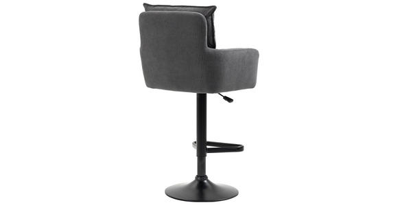 BARHOCKER Cord Anthrazit, Schwarz Eisen Stoffauswahl, Sitzfläche 360° drehbar, inklusive Armlehnen - Anthrazit/Schwarz, Design, Textil/Metall (54/98-120/58cm) - Novel