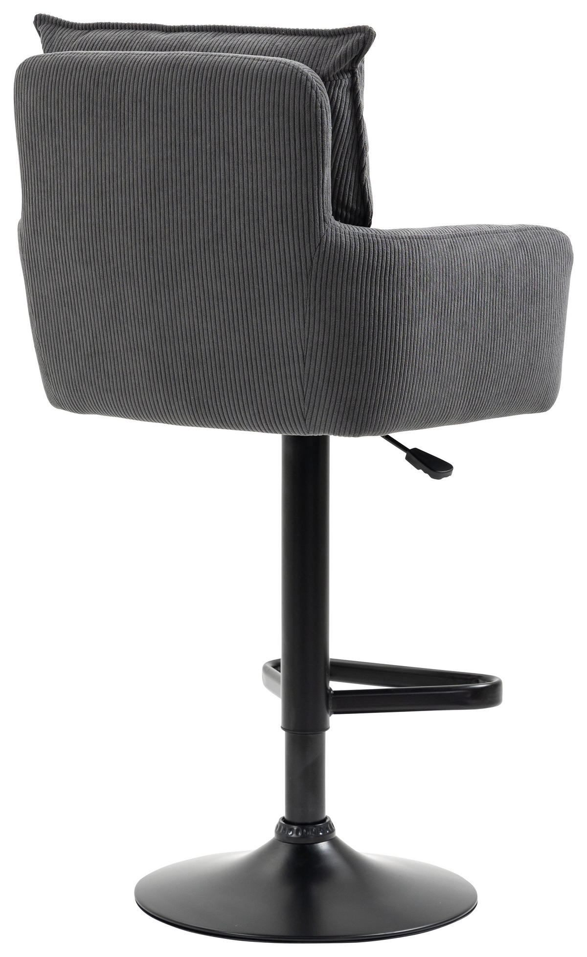 BARHOCKER Cord Anthrazit, Schwarz Eisen Stoffauswahl, Sitzfläche 360° drehbar, inklusive Armlehnen  - Anthrazit/Schwarz, Design, Textil/Metall (54/98-120/58cm) - Novel