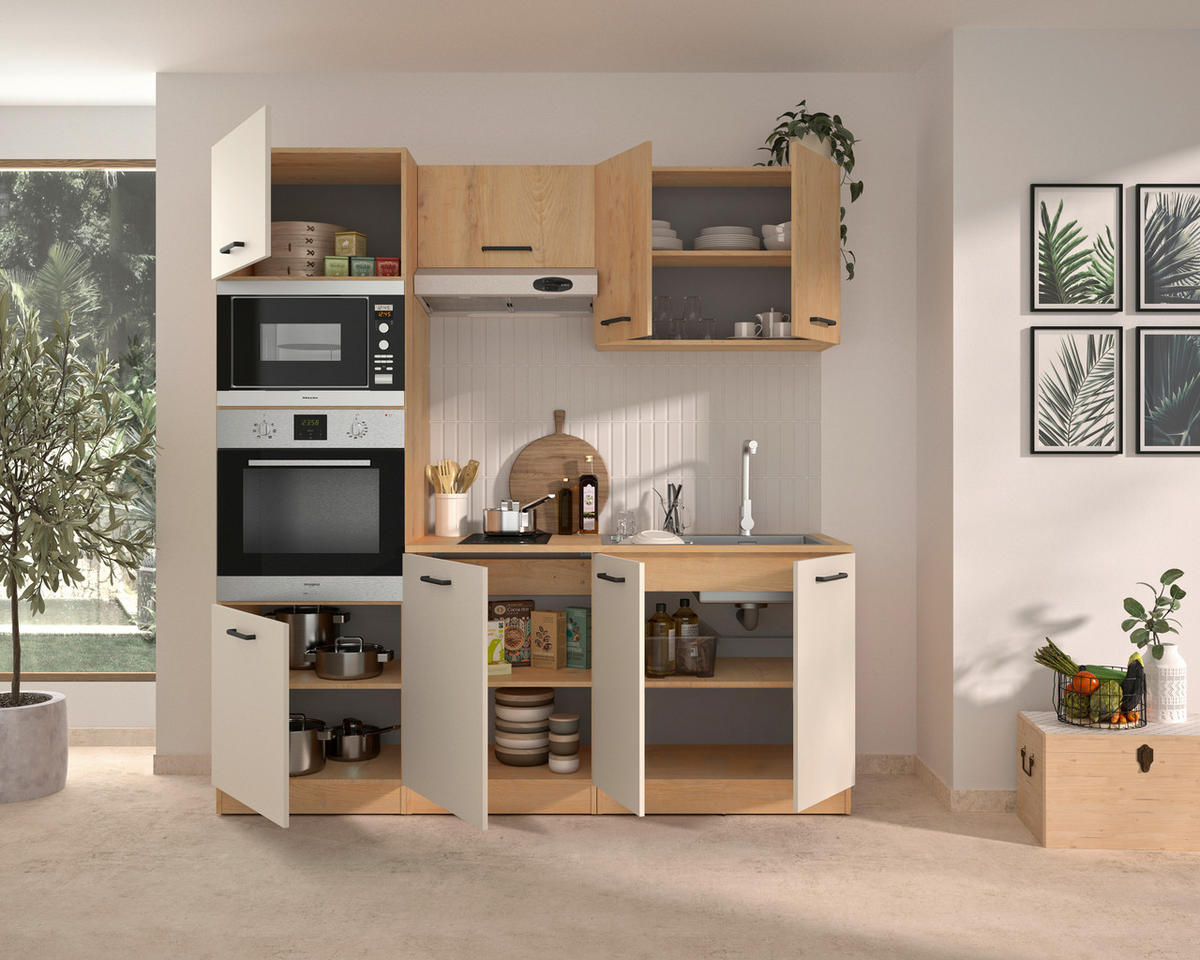 KÜCHENLEERBLOCK   in Beige, Beigebraun  - Beige/Beigebraun, Trend, Holzwerkstoff/Metall (200/211/60cm) - MID.YOU