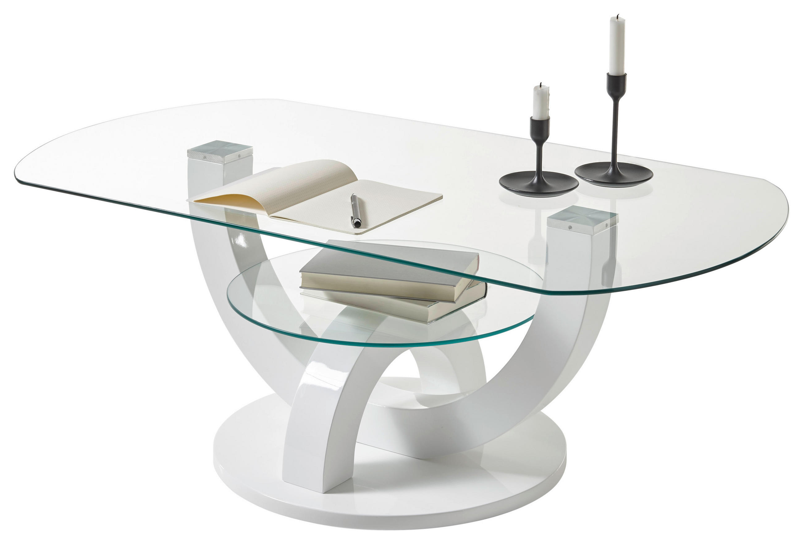 COUCHTISCH in Glas, Holzwerkstoff 110/60/40 cm  - Weiss, Design, Glas/Holzwerkstoff (110/60/40cm) - Livetastic