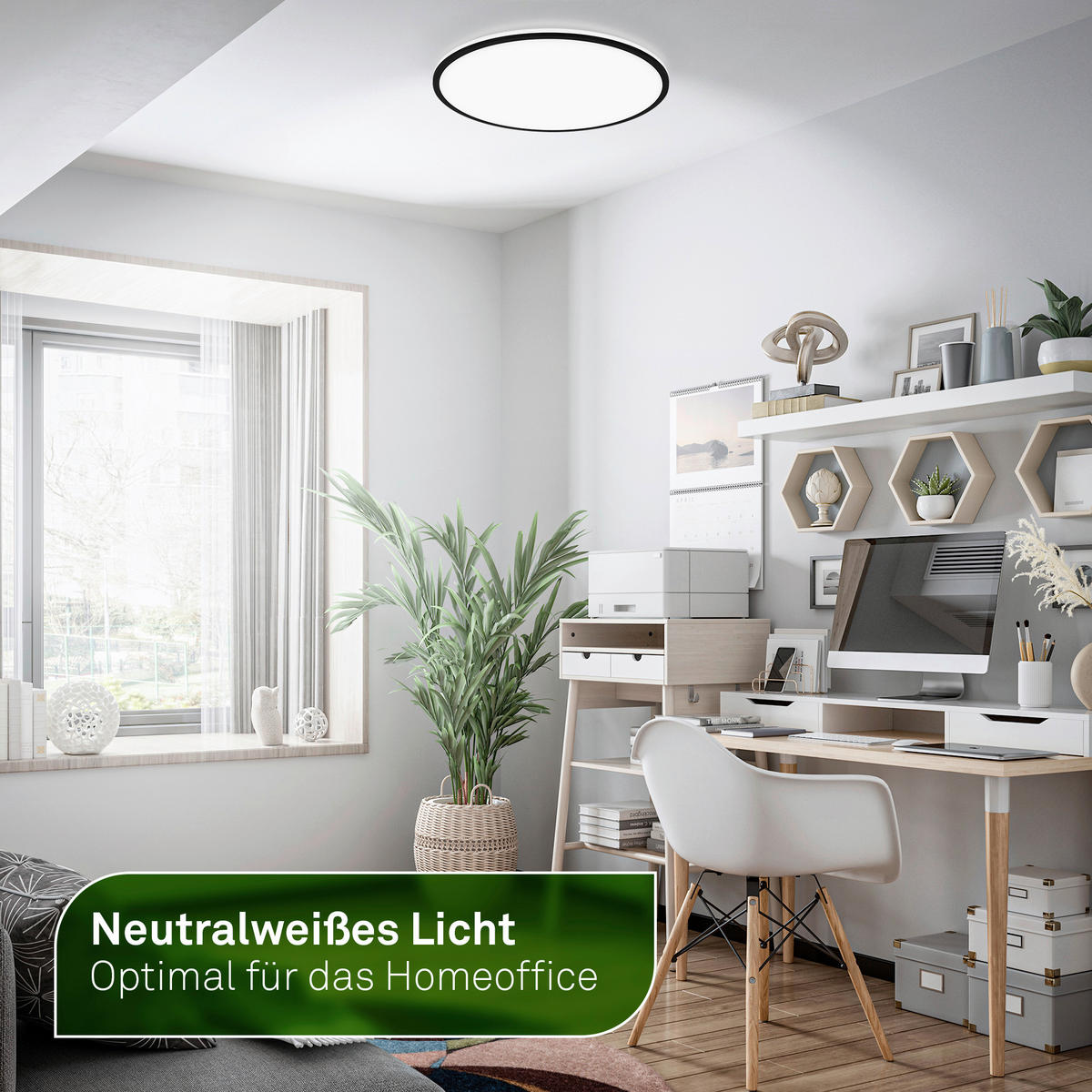LED-DECKENLEUCHTE Pulap A 33/6 cm   - Schwarz, Basics, Kunststoff (33/6cm) - Briloner