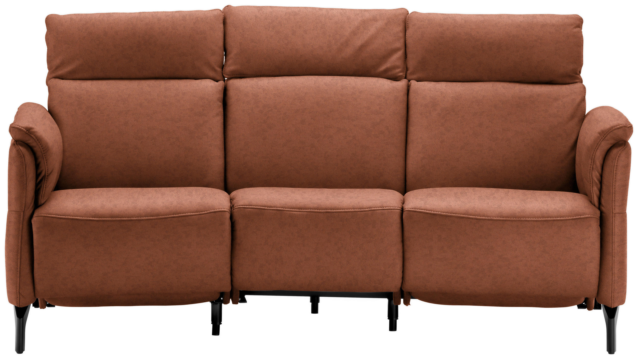 TRAPEZSOFA Echtleder Cognac  - Cognac/Schwarz, KONVENTIONELL, Leder/Metall (221/103/95cm) - Dieter Knoll