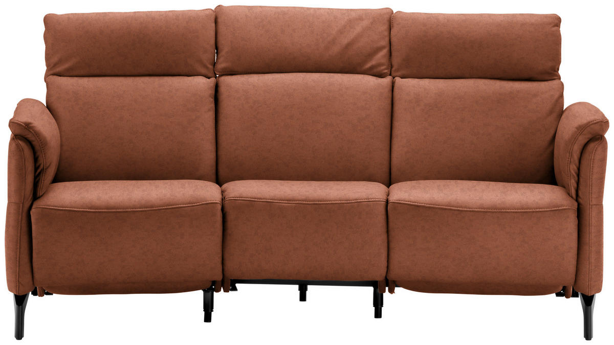 TRAPEZSOFA in Echtleder Cognac  - Cognac/Schwarz, Konventionell, Leder/Metall (221/103/95cm) - Dieter Knoll
