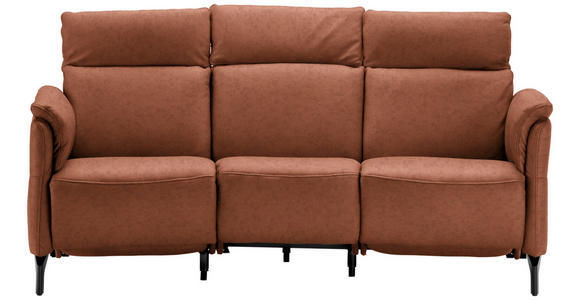 TRAPEZSOFA in Echtleder Cognac  - Cognac/Schwarz, KONVENTIONELL, Leder/Metall (221/103/95cm) - Dieter Knoll