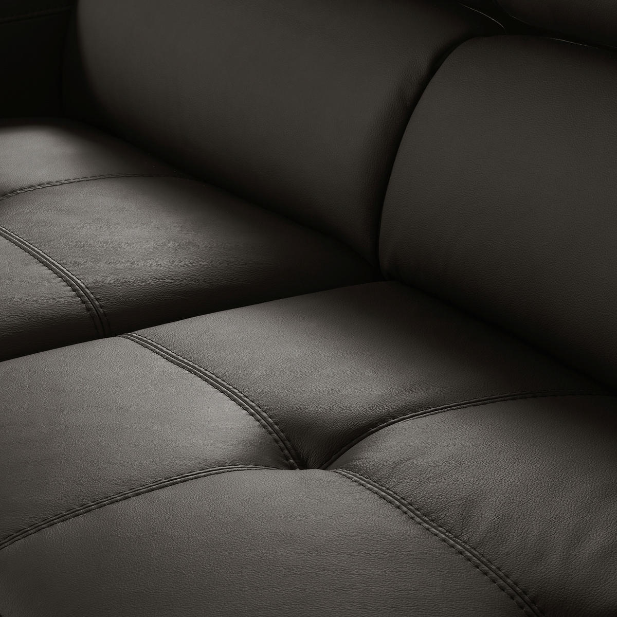 ECKSOFA  in Lederlook Echtleder Dunkelbraun  - Dunkelbraun/Schwarz, Design, Leder/Textil (173/247cm) - Livetastic