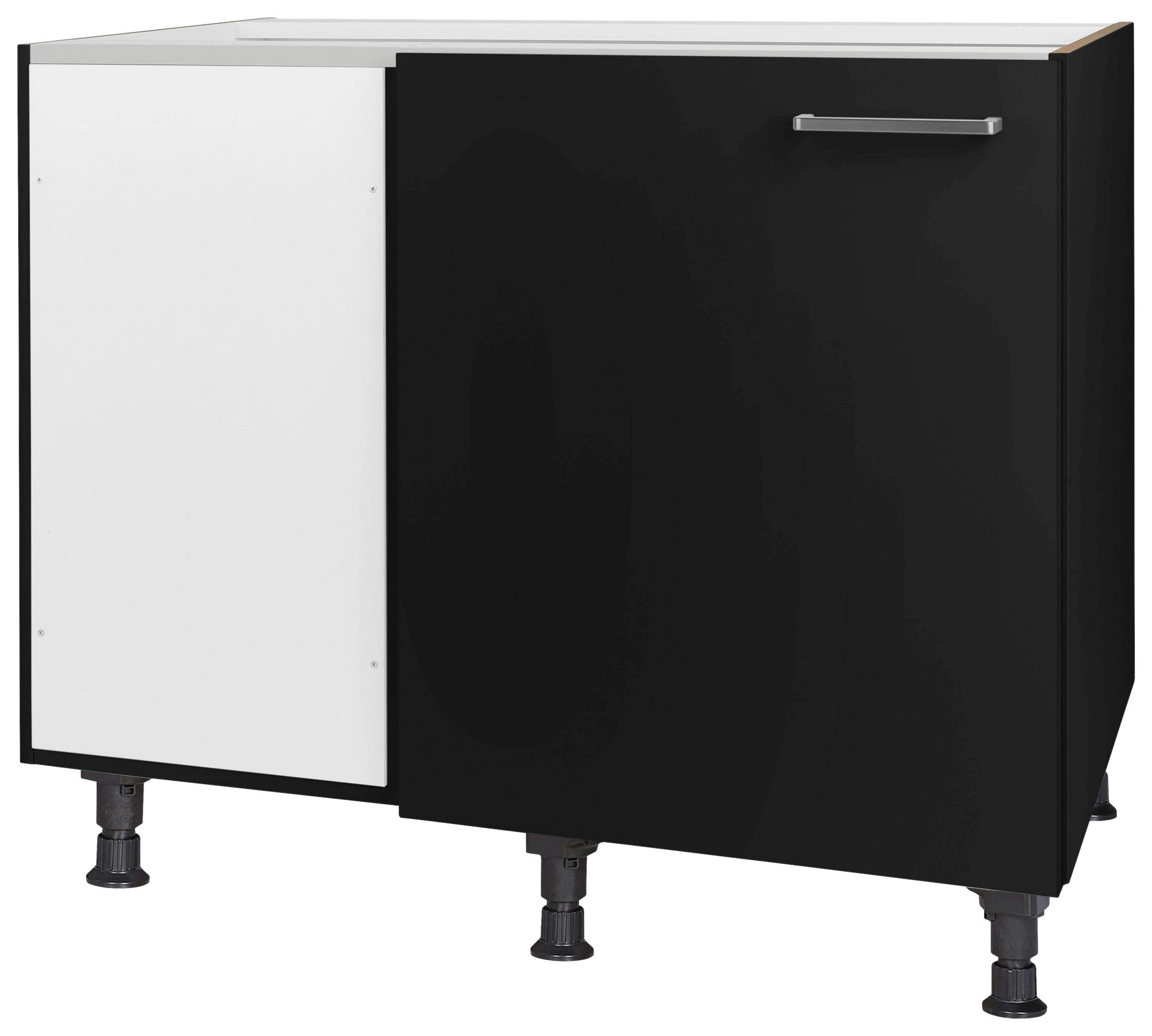 ECKUNTERSCHRANK 125/87/65 cm  - Edelstahlfarben/Schwarz, MODERN, Holzwerkstoff/Metall (125/87/65cm) - Nobilia