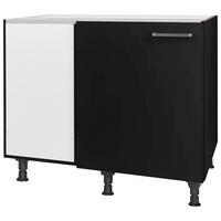 ECKUNTERSCHRANK 125/87/65 cm  - Edelstahlfarben/Schwarz, MODERN, Holzwerkstoff/Metall (125/87/65cm) - Nobilia