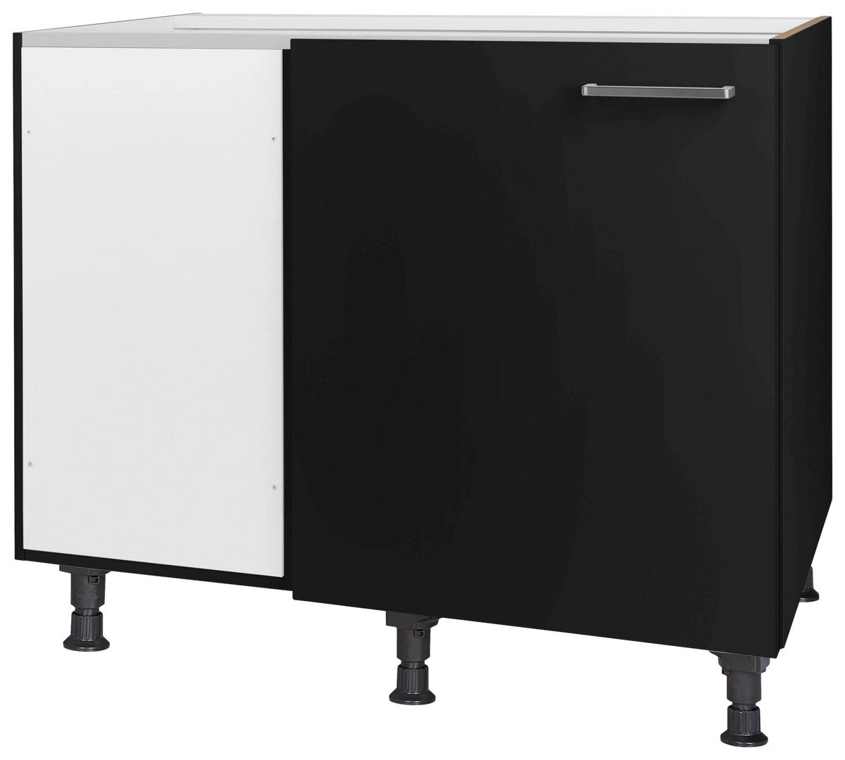 ECKUNTERSCHRANK 125/87/65 cm  - Edelstahlfarben/Schwarz, MODERN, Holzwerkstoff/Metall (125/87/65cm) - Nobilia