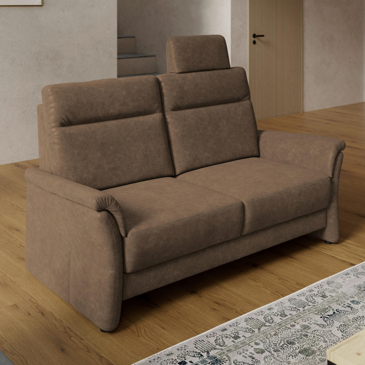 2,5-SITZER Mikrofaser Braun  - Schwarz/Braun, Konventionell, Kunststoff/Textil (170/99/91cm) - Elegando