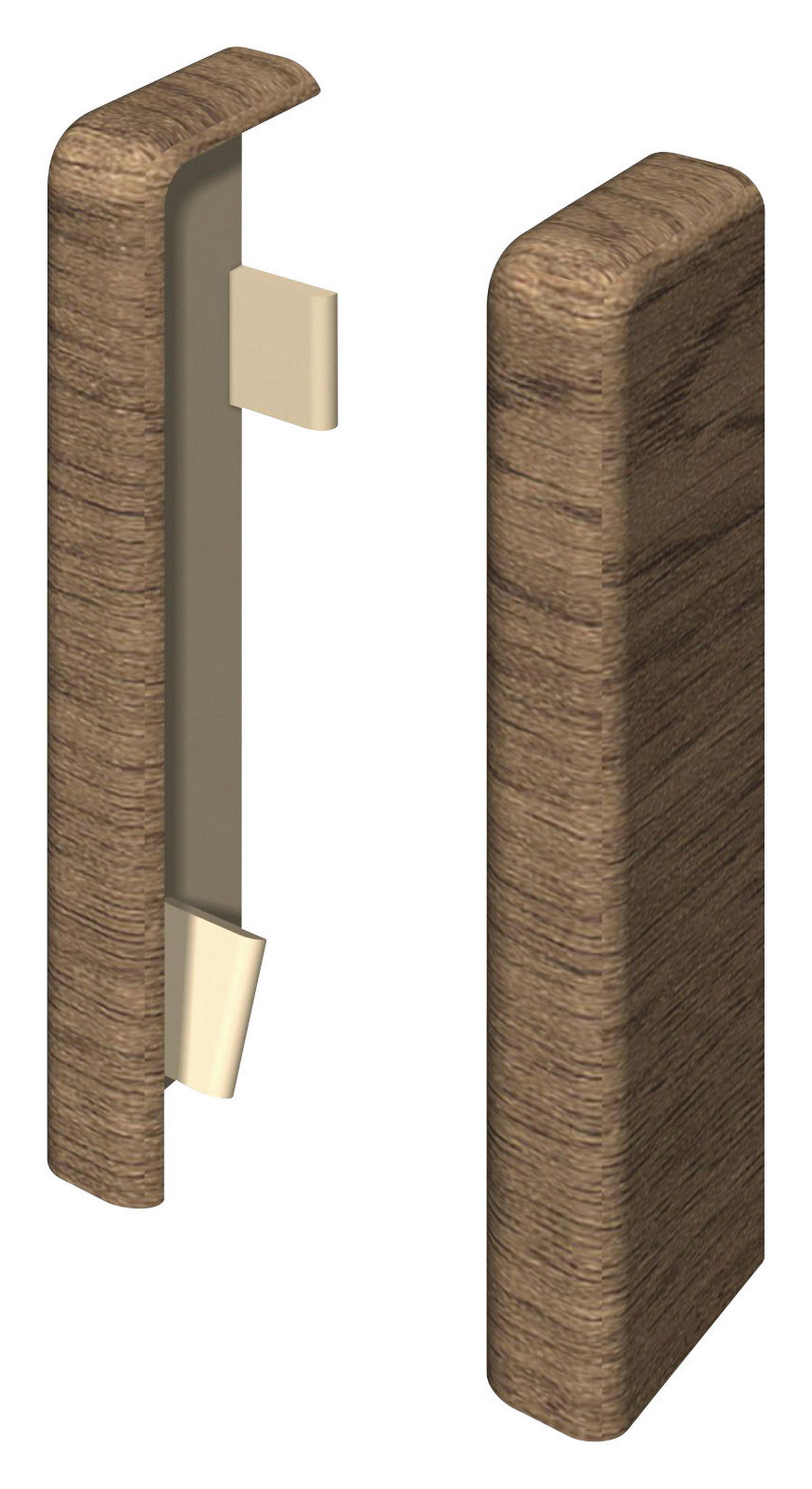 SOCKELLEISTENENDSTÜCK - Hellbraun/Nussbaumfarben, KONVENTIONELL, Kunststoff (2.2/2.2/5.9cm) - Egger Holzwerkstoffe