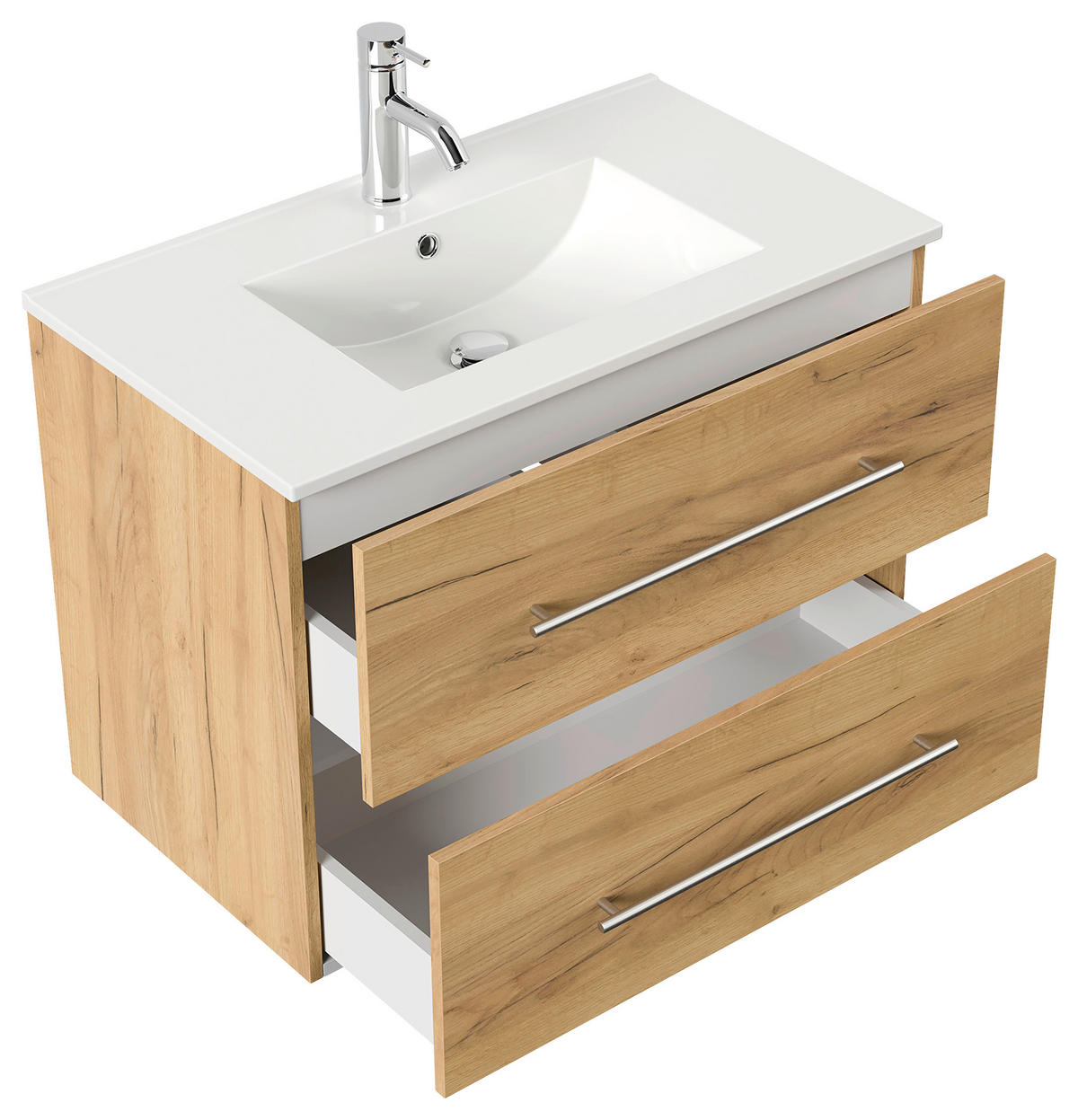 WASCHTISCHKOMBI 81 cm  - Eichefarben/Weiß, Basics, Keramik/Holzwerkstoff (81cm) - MID.YOU