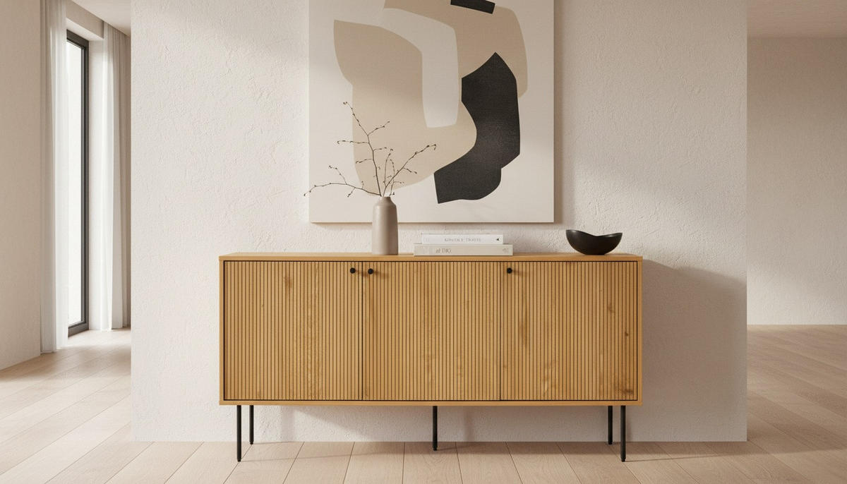 ŠIROKA KOMODA, črna, barve hrasta  - črna/barve hrasta, Design, kovina/leseni material (150/75/40cm) - Carryhome