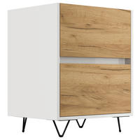 NACHTTISCH 51,2/65/42 cm  in Weiß, Eichefarben  - Eichefarben/Schwarz, Basics, Holzwerkstoff/Metall (51,2/65/42cm) - MID.YOU