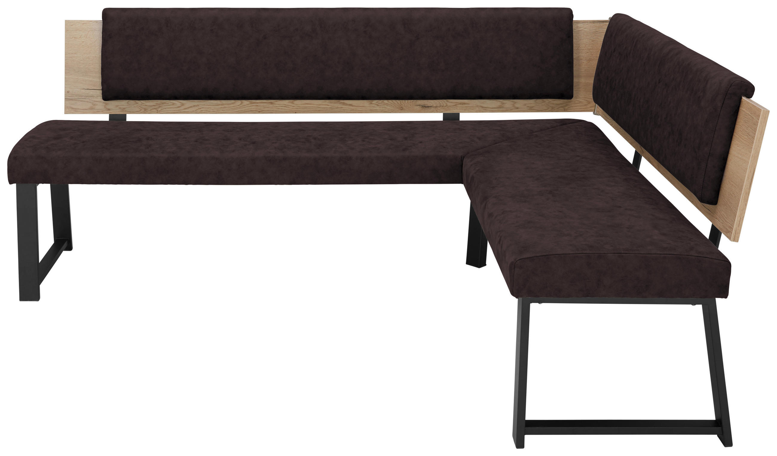 ECKBANK Metall, Textil, Holzwerkstoff Dunkelbraun  - Dunkelbraun/Schwarz, Modern, Holzwerkstoff/Textil (220/180cm) - Venda