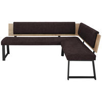ECKBANK Metall, Textil, Holzwerkstoff Dunkelbraun  - Dunkelbraun/Schwarz, Modern, Holzwerkstoff/Textil (220/180cm) - Venda