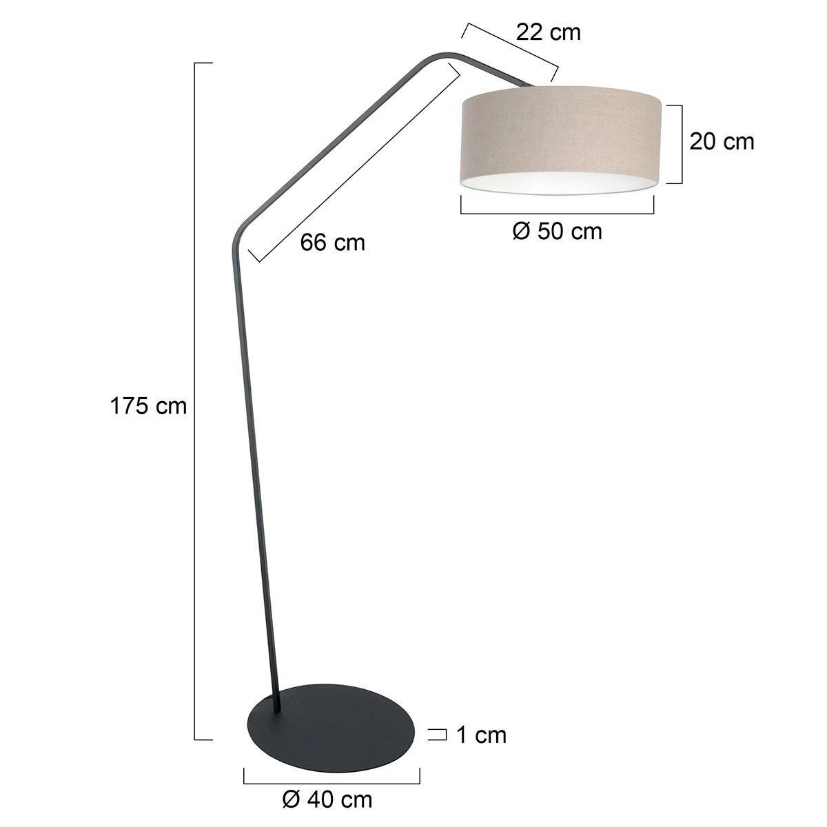 STEHLEUCHTE - Schwarz/Grau, Trend, Textil/Metall (50/173/70cm)