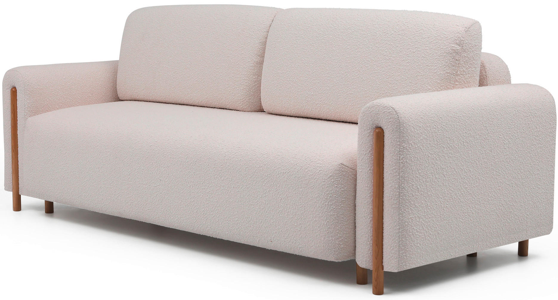 SCHLAFSOFA Bouclé Beige, Naturfarben  - Eichefarben/Beige, Design, Holz/Textil (244/97/97cm) - MID.YOU