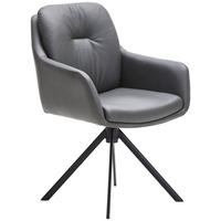 ARMLEHNSTUHL  in Eisen Echtleder pigmentiert  - Anthrazit/Schwarz, Design, Leder/Metall (62/90/65cm) - Waldwelt