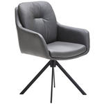 ARMLEHNSTUHL  in Eisen Echtleder pigmentiert  - Anthrazit/Schwarz, Design, Leder/Metall (62/90/65cm) - Waldwelt