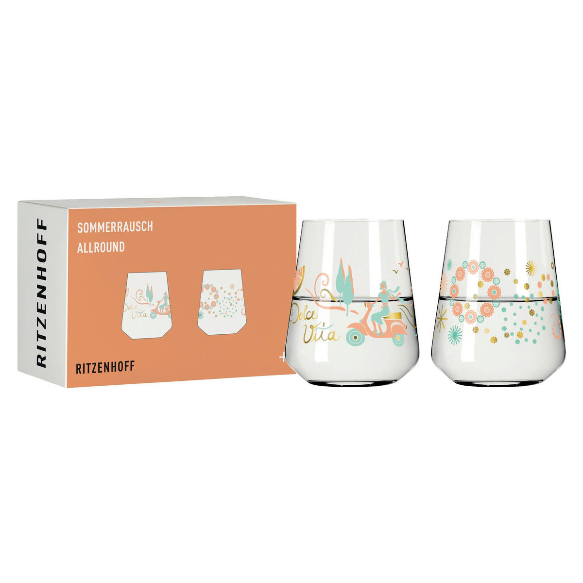 GLÄSERSET Sommerrausch  2-teilig  - Transparent/Multicolor, Design, Glas (9.2/11.0cm) - Ritzenhoff