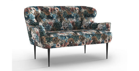 SOFA Jacquard Blau, Rosa, Beige  - Blau/Beige, KONVENTIONELL, Textil/Metall (153/97/87cm) - Cantus