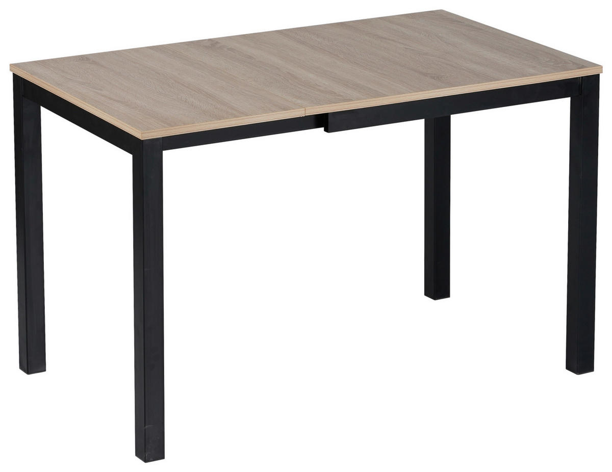 ESSTISCH Schwarz, Sonoma Eiche rechteckig  ausziehbar  - Schwarz/Sonoma Eiche, KONVENTIONELL, Holzwerkstoff/Metall (80-120/76/70cm) - MID.YOU