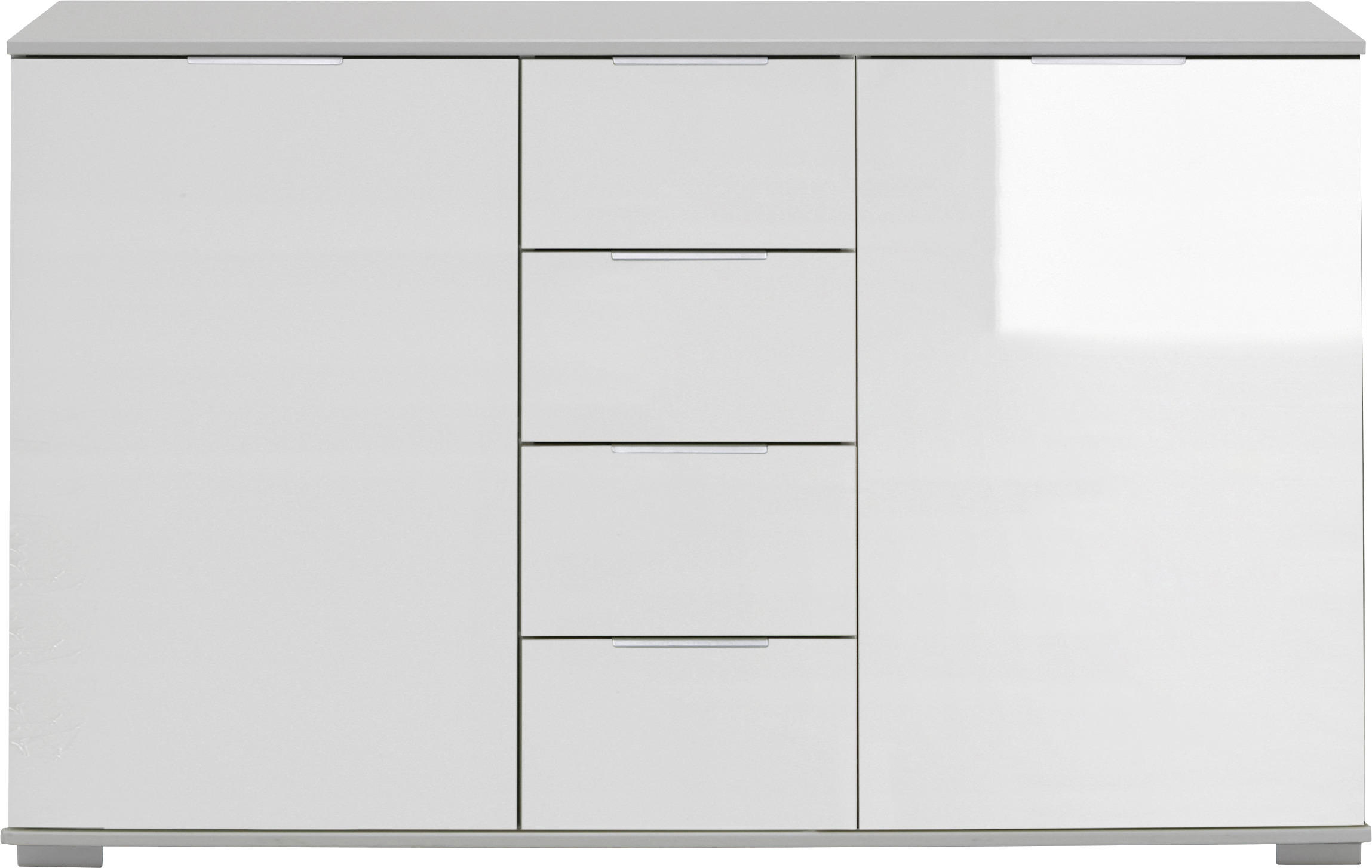 KOMMODE Weiß  - Alufarben/Weiß, Design, Glas/Holzwerkstoff (130/83/41cm) - Livetastic