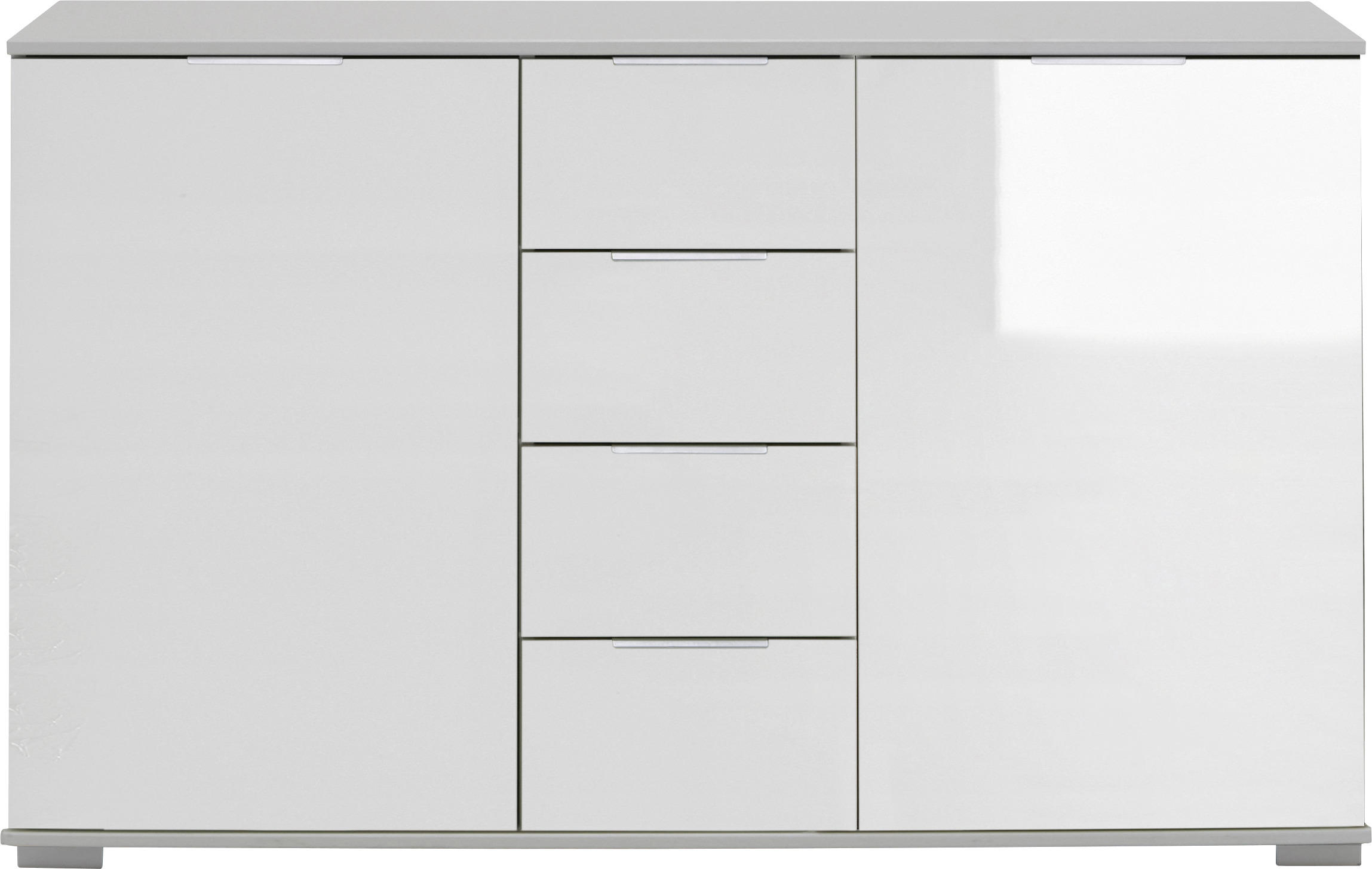 KOMMODE Weiß - Alufarben/Weiß, Design, Glas/Holzwerkstoff (130/83/41cm) - Livetastic