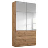 DREHTÜRENSCHRANK in Eichefarben  - Eichefarben/Alufarben, Trend, Glas/Holzwerkstoff (101/223/60cm) - Stylife