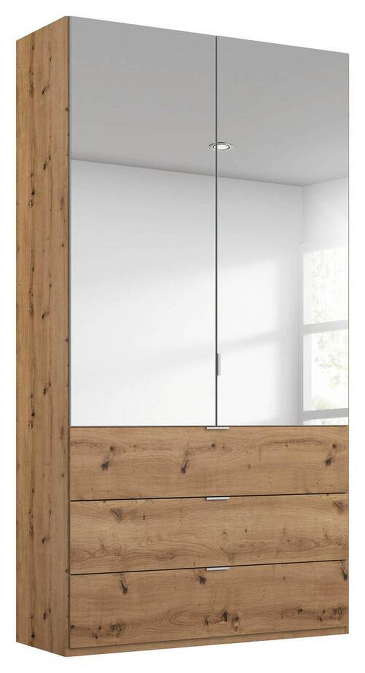 DREHTÜRENSCHRANK in Eichefarben  - Eichefarben/Alufarben, Trend, Glas/Holzwerkstoff (101/223/60cm) - Stylife