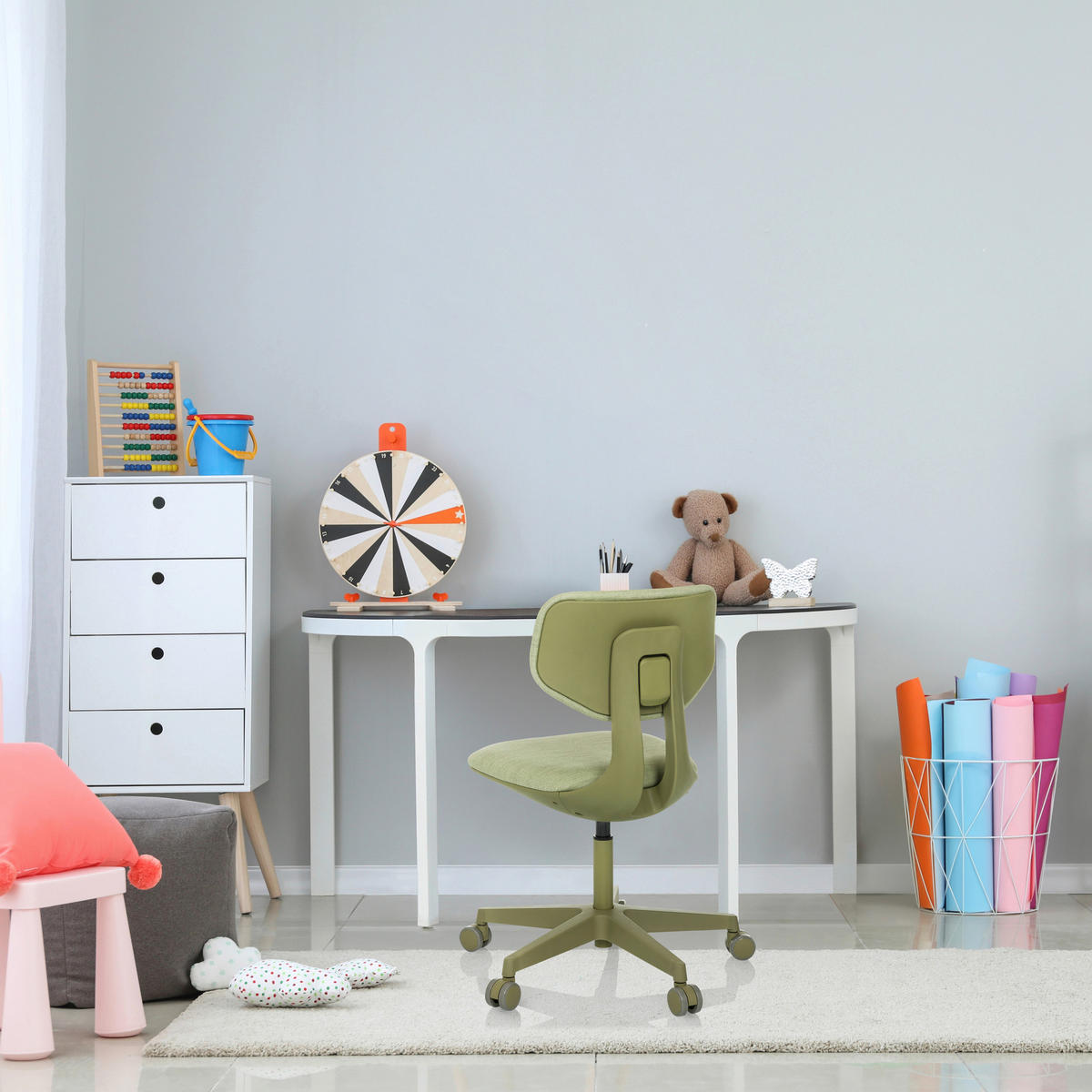 OTOČNÁ ŽIDLE PRO MLÁDEŽ, zelená - zelená, Moderní, textil/plast (51/72 - 87/51cm) - MID.YOU