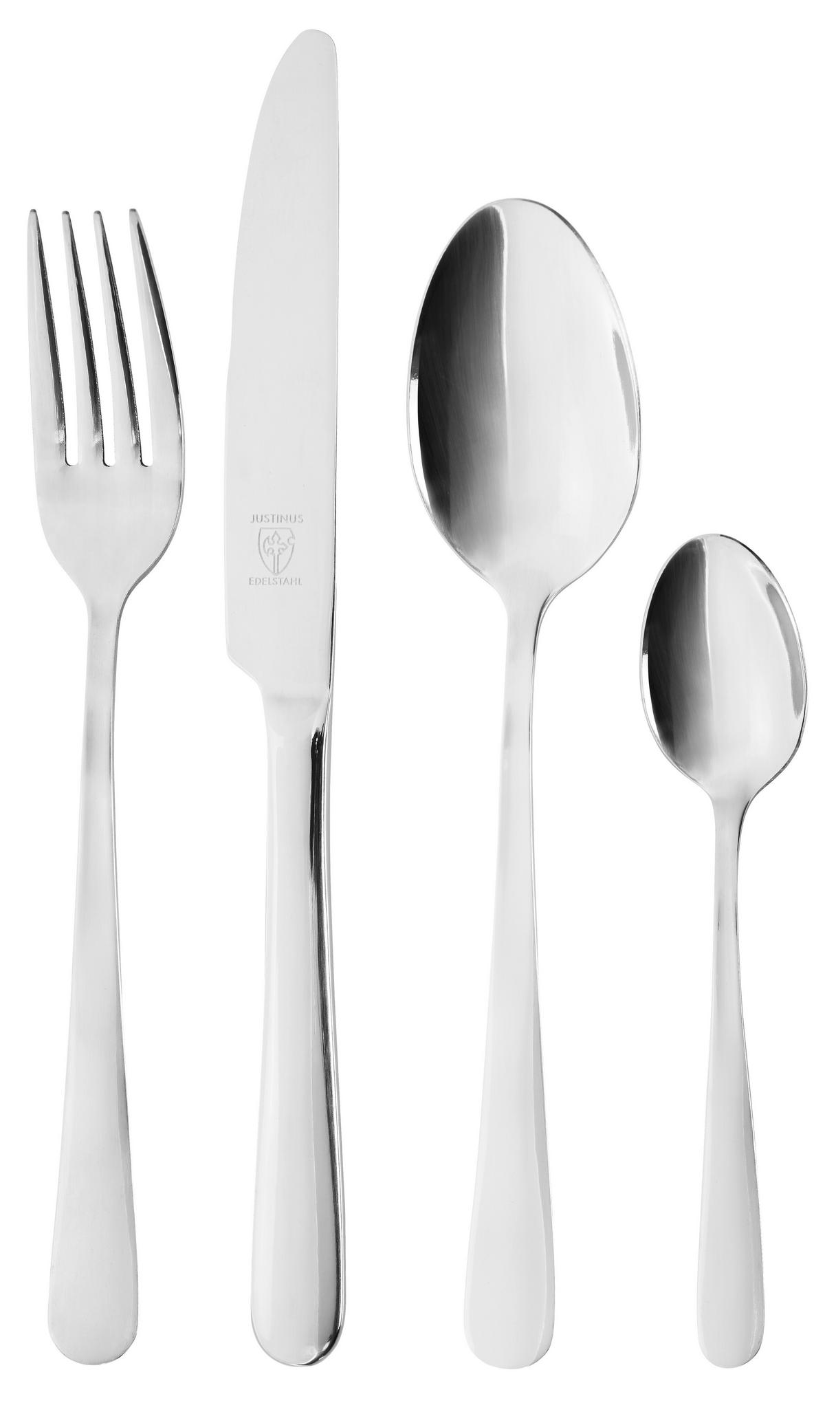 SADA PRÍBOROV, ušľachtilá oceľ, 24-dielne - chrómová, Basics, kov (24/4,5/16cm) - Justinus