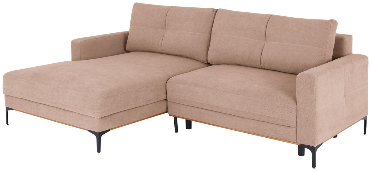 ECKSOFA in Rosa  - Schwarz/Rosa, Modern, Textil/Metall (162/238cm) - Ondega