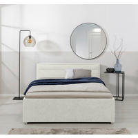OBLAZINJENA POSTELJA 140 cm   x 200 cm  , les, kovina, umetna masa, tekstil krem barve  - krem barve, Moderno, kovina/umetna masa (140/200cm) - Livetastic