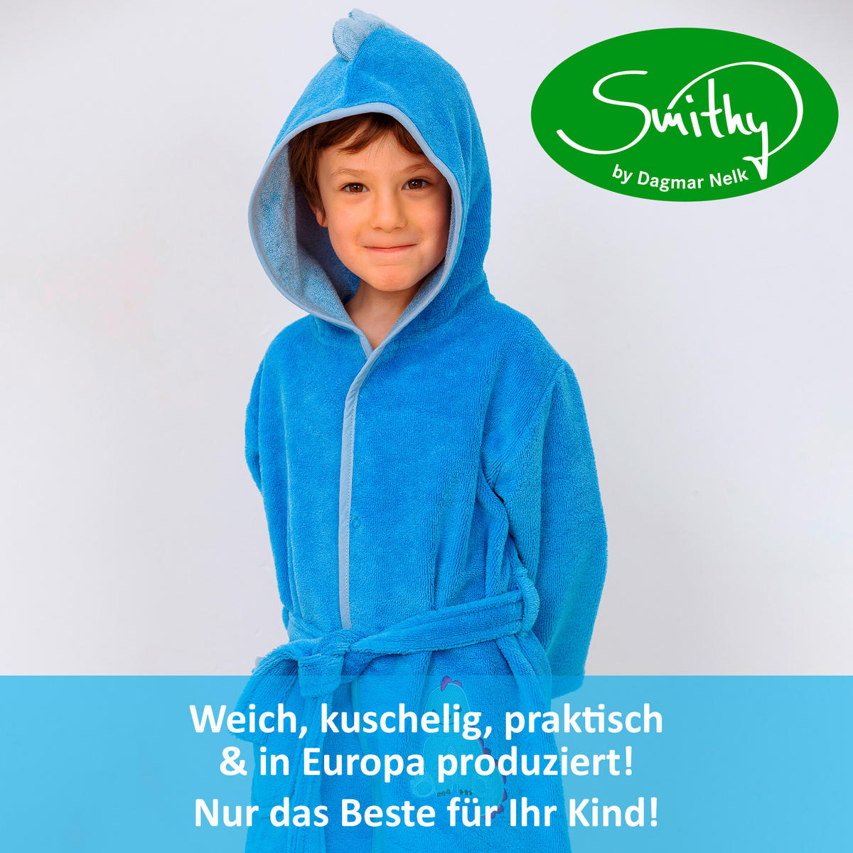 KINDERBADEMANTEL DINO 86/92  - Blau, Basics, Textil (86/92null)