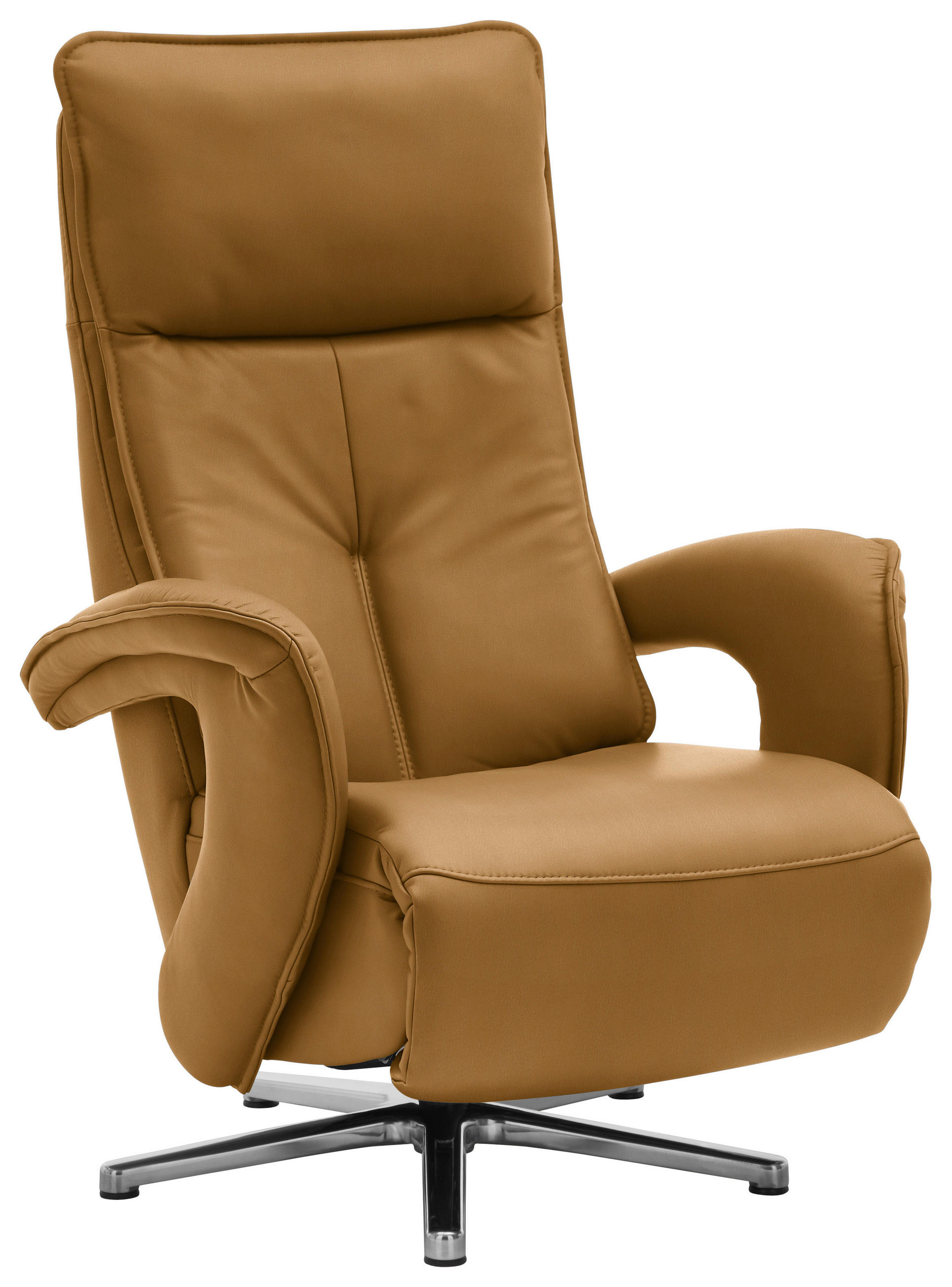 RELAXSESSEL in Leder Gelb  - Edelstahlfarben/Gelb, Design, Leder/Metall (77/110/87cm) - Valdera