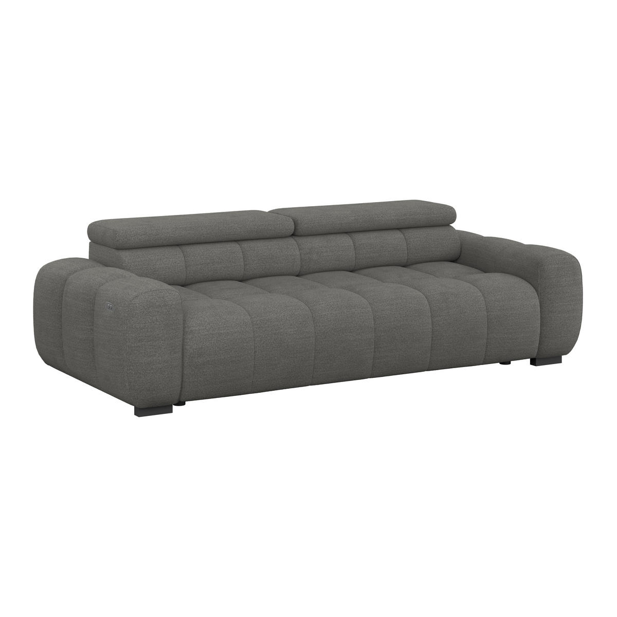 BIGSOFA inkl. mot. Funktion Webstoff Anthrazit  - Anthrazit/Schwarz, Design, Kunststoff/Textil (248/77-97/108cm) - Welnova