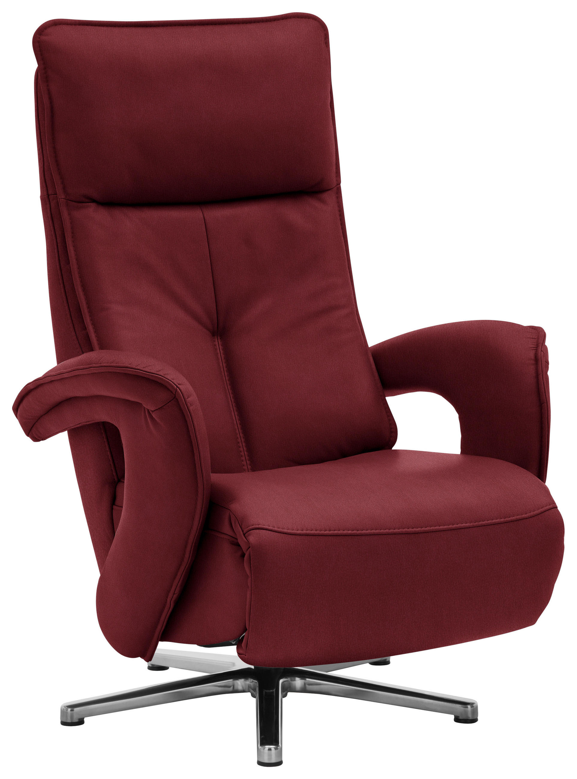 RELAXSESSEL in Leder Bordeaux  - Chromfarben/Bordeaux, Design, Leder/Metall (77/110/87cm) - Valdera