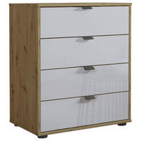 KOMÓD 40/70/43 cm  - Bianco tölgy/fekete, Konventionell, faalapú anyag/üveg (40/70/43cm) - Dieter Knoll