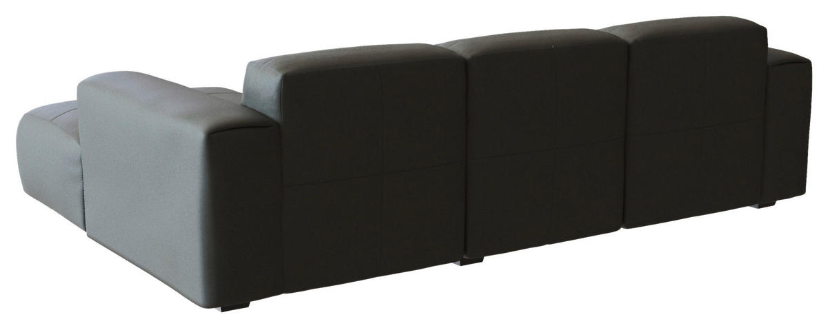 ECKSOFA Dunkelgrau Echtleder  - Dunkelgrau/Schwarz, Design, Leder/Holz (251/171cm) - Livetastic