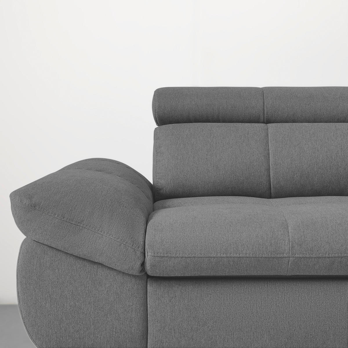 ECKSOFA in Chenille Anthrazit  - Anthrazit/Schwarz, Modern, Textil/Metall (296/201cm) - Livetastic