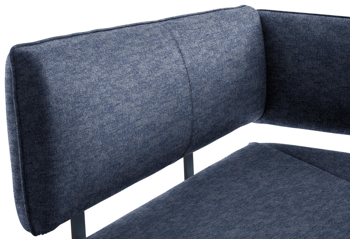 ECKBANK in Metall, Textil Schwarz, Dunkelblau  - Schwarz/Dunkelblau, Modern, Textil/Metall (150/190cm) - Cantus