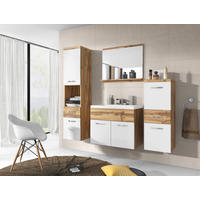BADEZIMMER 5-teilig 120 cm  - Weiss Hochglanz/Weiss, Lifestyle, Holzwerkstoff/Metall (120cm) - P & B
